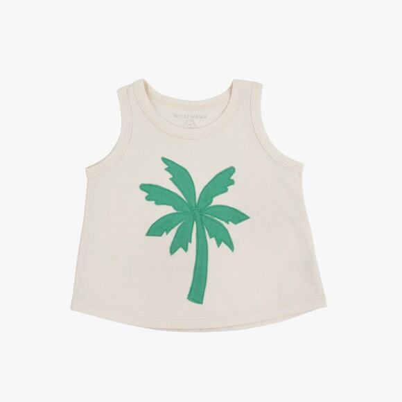 Wild Wawa Patchwork Tank Top Palm Taupe Size 6-12 Months Pima Cotton - Picture 1 of 6